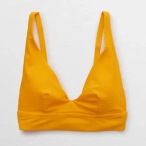 AERIE V NECK LONGLINE BRALETTE SCOOP ORANGE BIKINI TOP size extra large xl